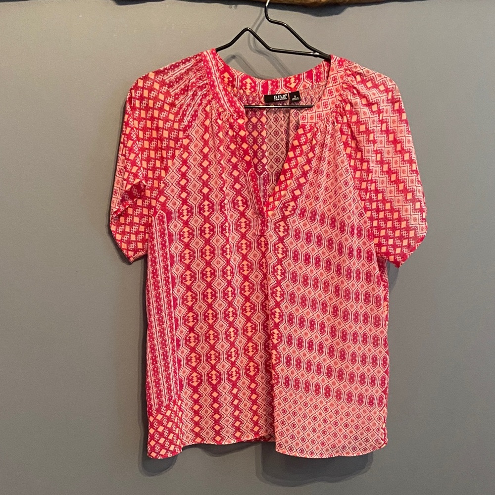 Raspberry Tangerine V Neck Top